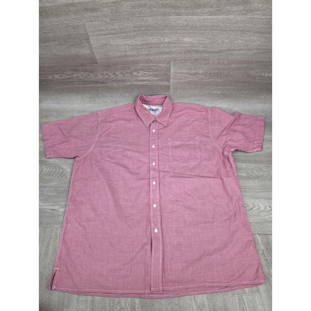 Wrangler Hero Shirt Men's XL Red Houndstooth Button Up Short Sleeve Casual